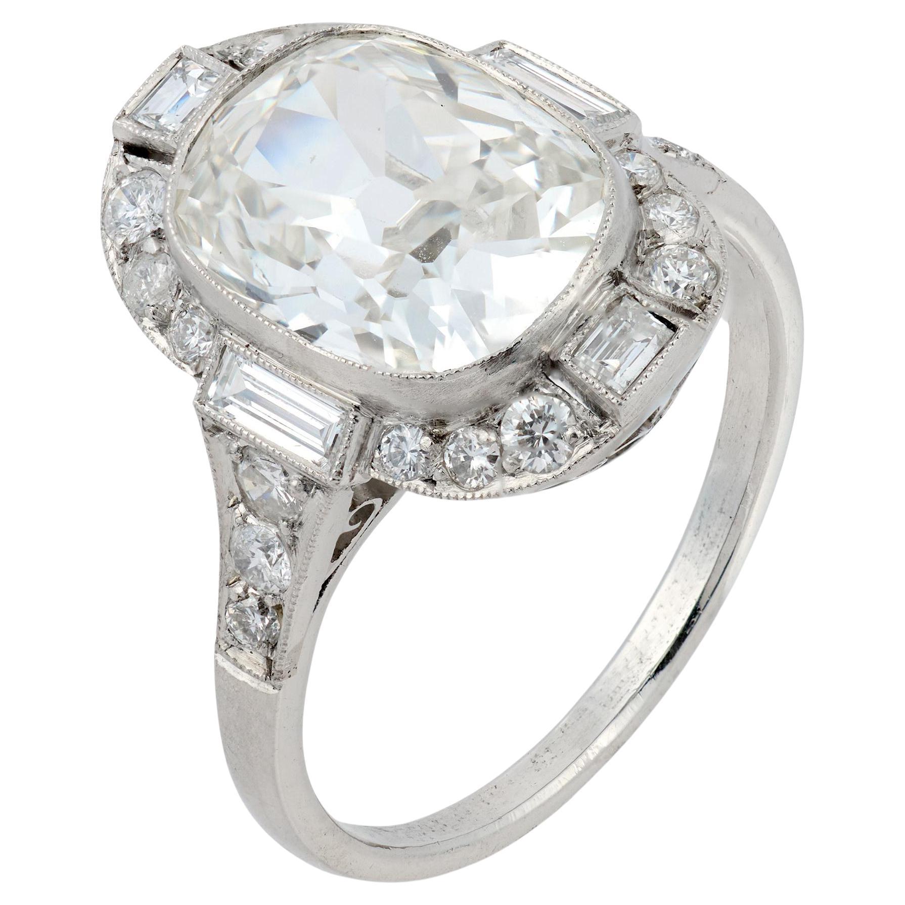 GIA 3.29 carat old mine cut diamond platinum engagement ring