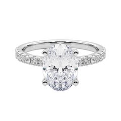 GIA 3,2ct Oval Solitär mit halber Ewigkeit 18K Weißgold Diamantring