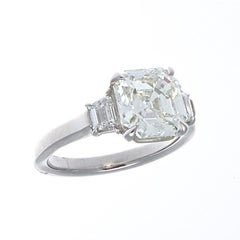GIA 3.30 Carat Emerald Cut Diamond Platinum Engagement Ring