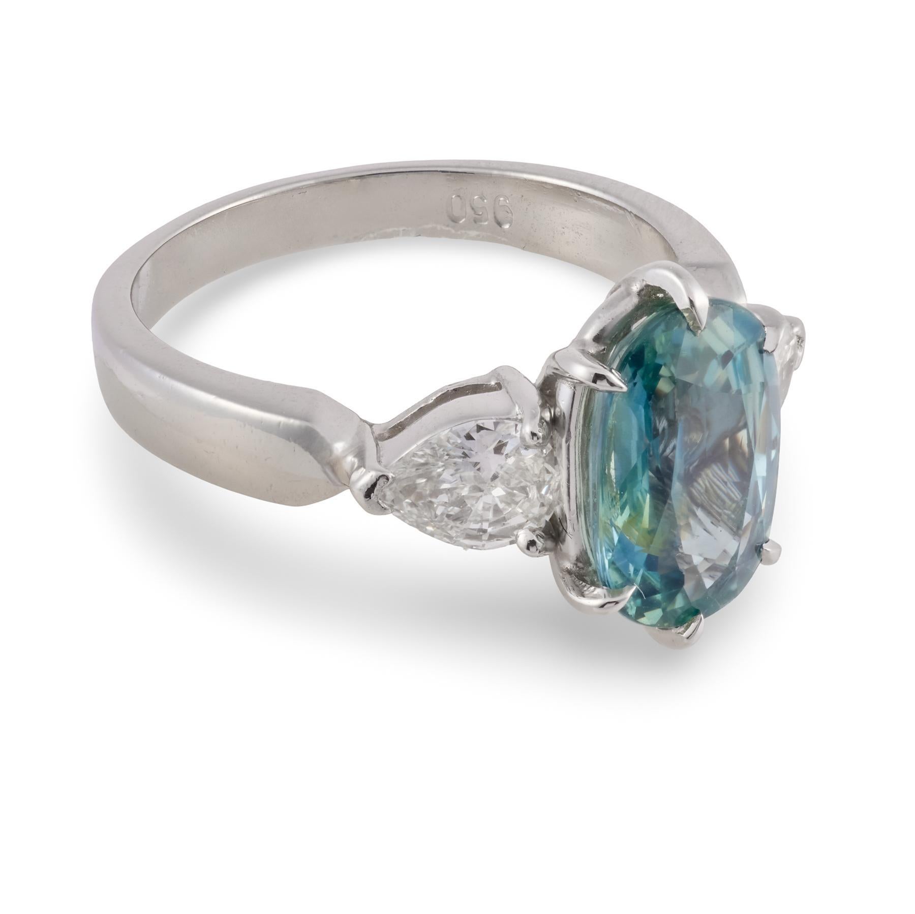 GIA 3,34 Karat hitzefrei Saphir Diamant Platin Verlobungsring Damen im Angebot