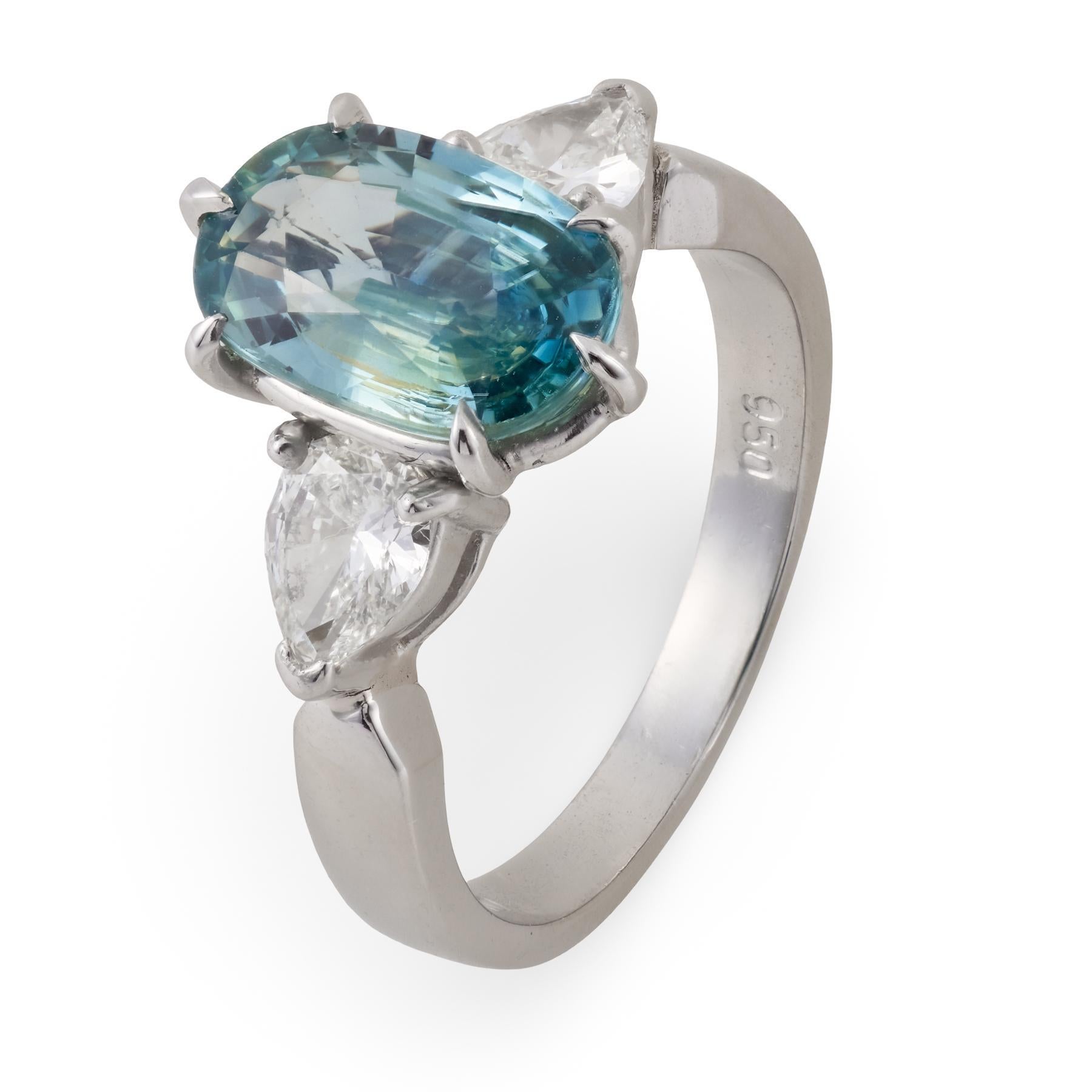 GIA Bague de fiançailles saphir diamant platine 3,34 carats sans chaleur