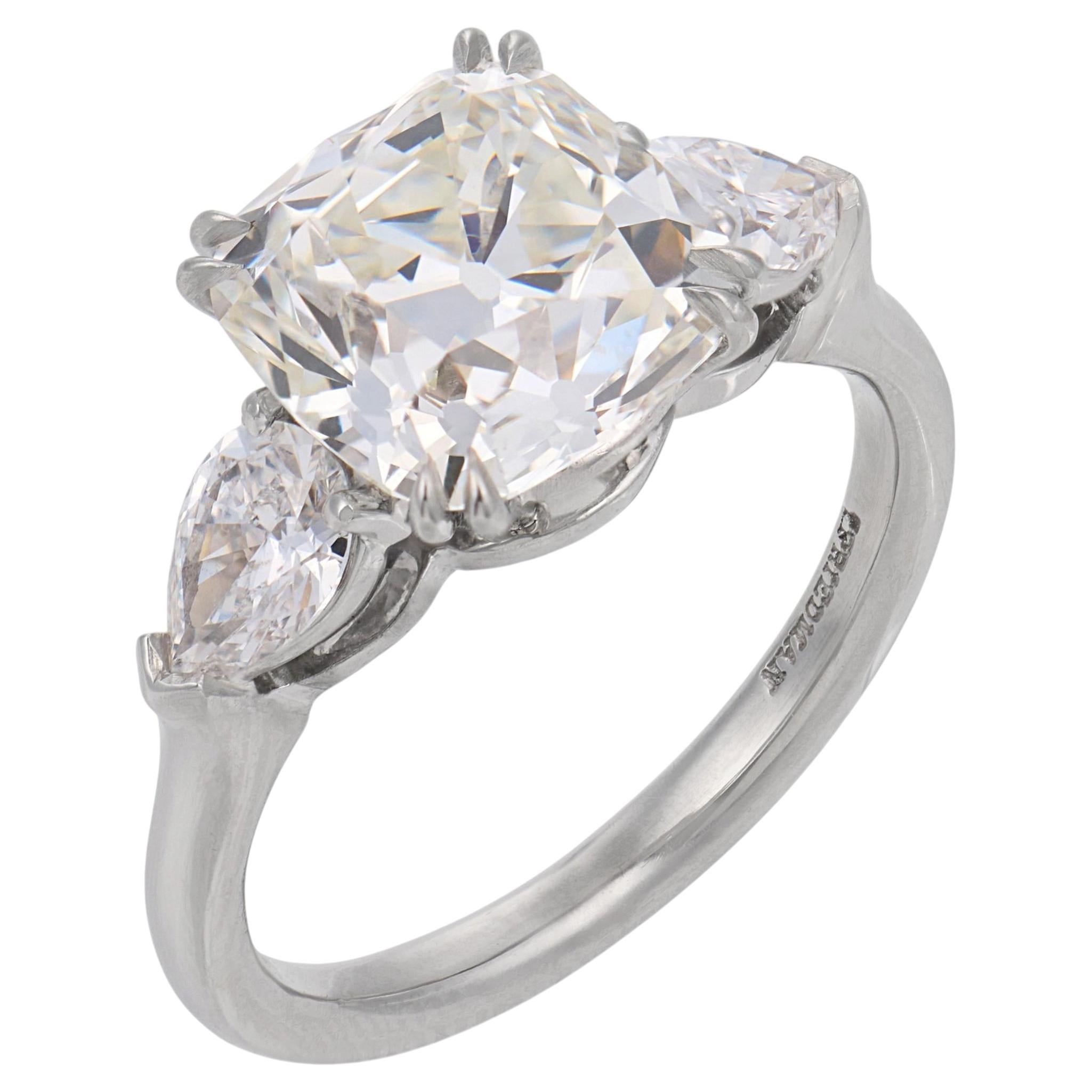 GIA 3.34 carat old mine cut diamond platinum engagement ring