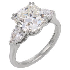 GIA 3.34 carat old mine cut diamond platinum engagement ring
