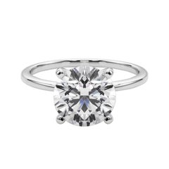 GIA 3,34ct Runde Slim Band Prong Set Solitär 18K Weißgold Diamantring