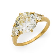 GIA Anello di fidanzamento in oro giallo 18k con diamante vecchio taglio europeo da 3,35 carati