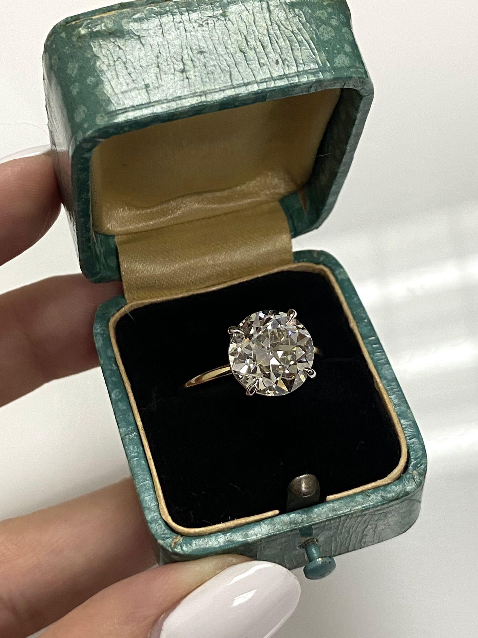 GIA 3.35ct Antique Old Euro Diamond Solitaire Engagement 18k Plat Vintage Ring 3