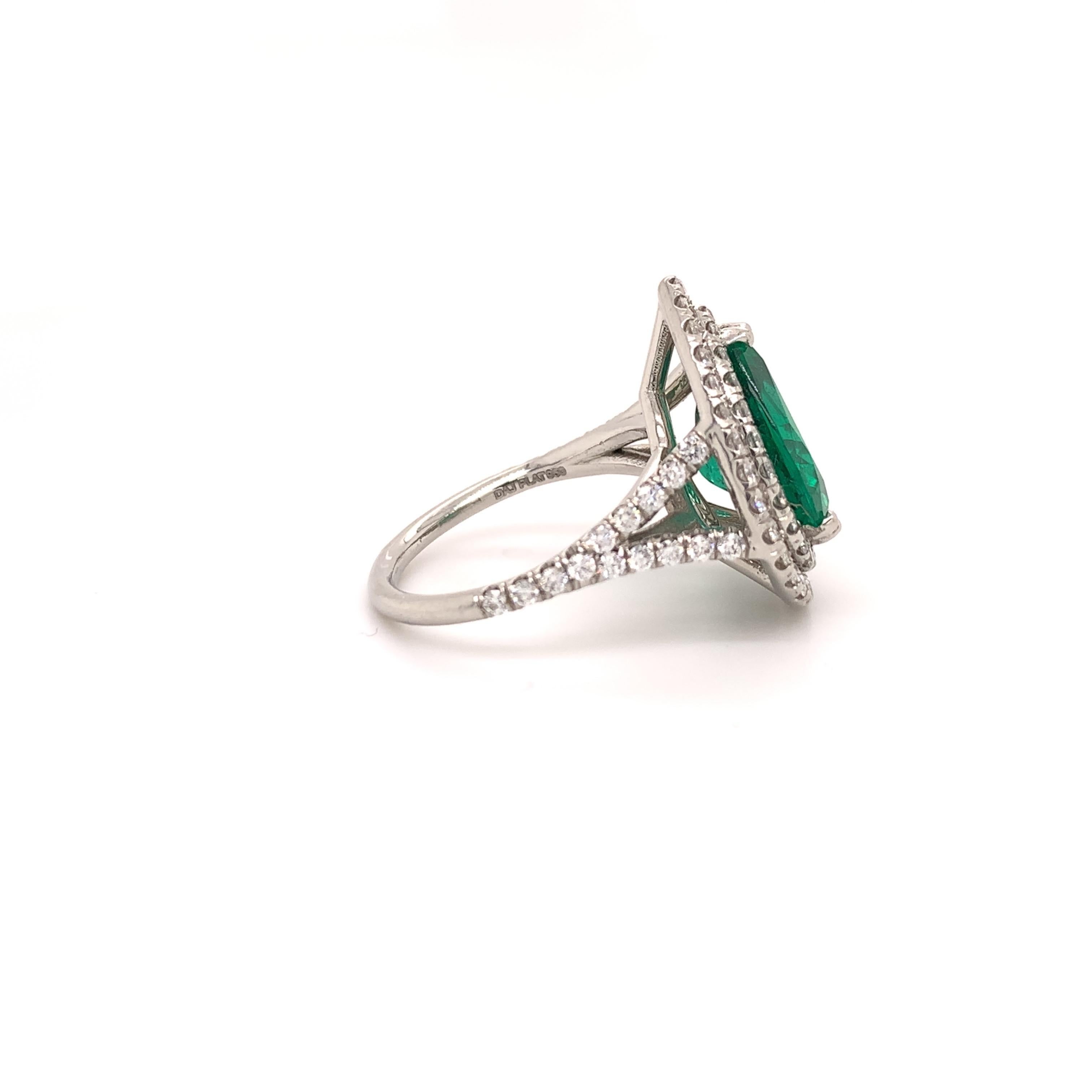 GIA 3,37 Karat sambischer Smaragd-Ring (Zeitgenössisch) im Angebot