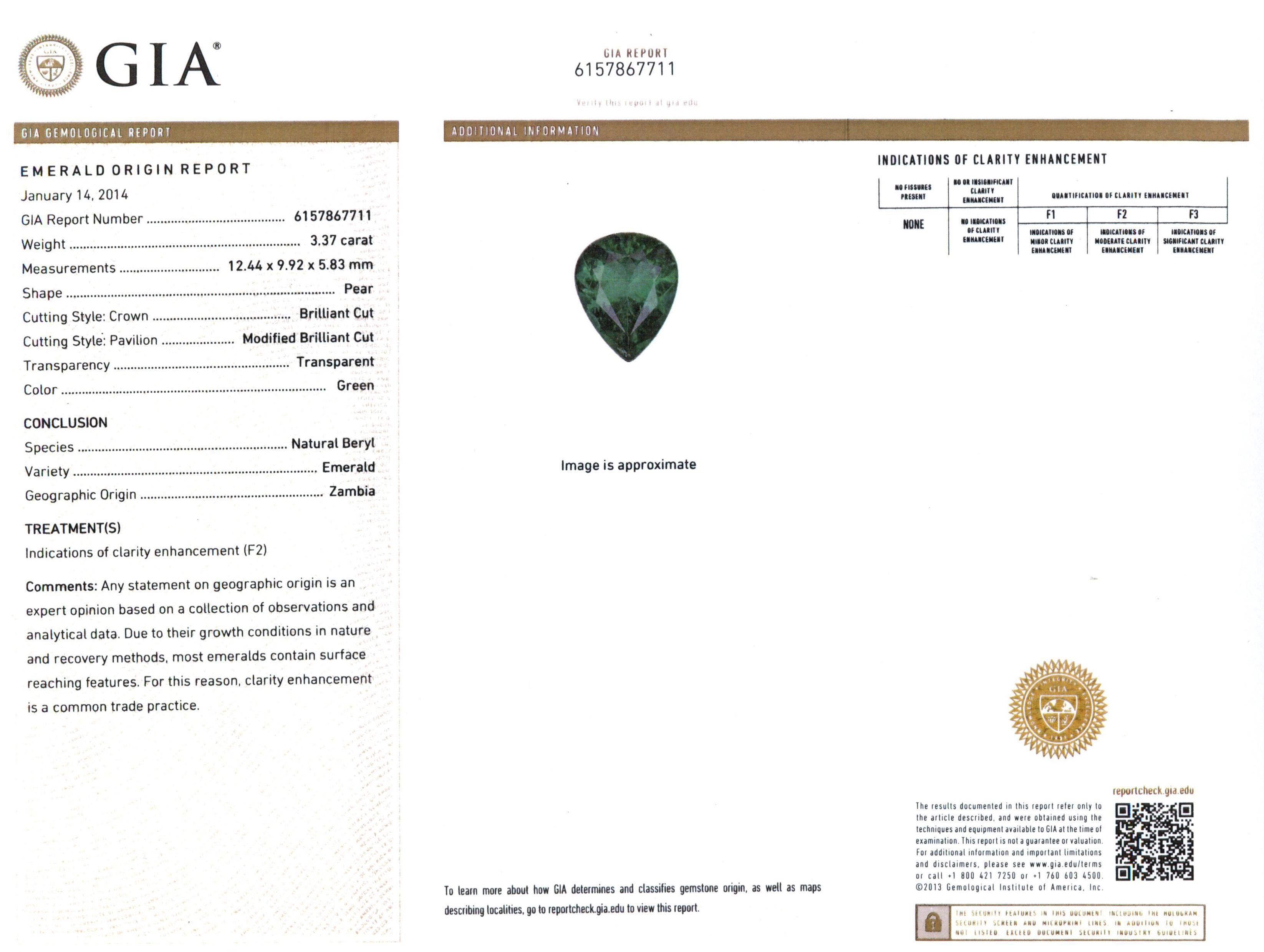 GIA 3,37 Karat sambischer Smaragd-Ring im Angebot 3