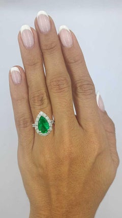 GIA 3.38 Carat No Oil Colombian Emerald Diamond Ring