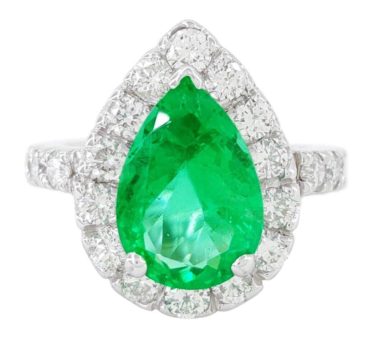 GIA 3,38 Karat kolumbianischer Smaragd-Diamant-Ring ohne Öl (Rundschliff) im Angebot