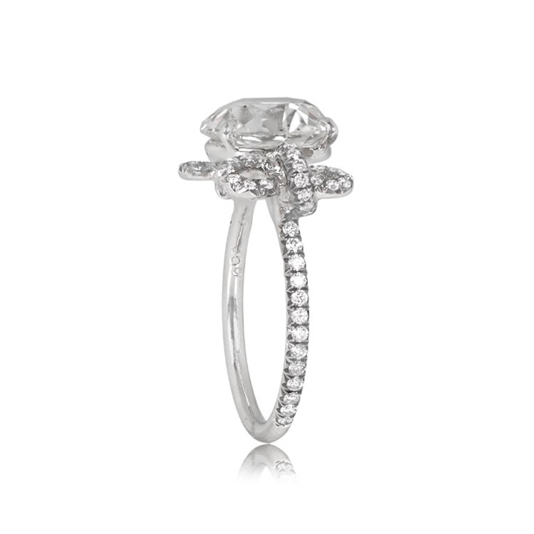 Art Deco GIA 3.43ct Old European Cut Diamond Engagement Ring, I Color, Platinum For Sale