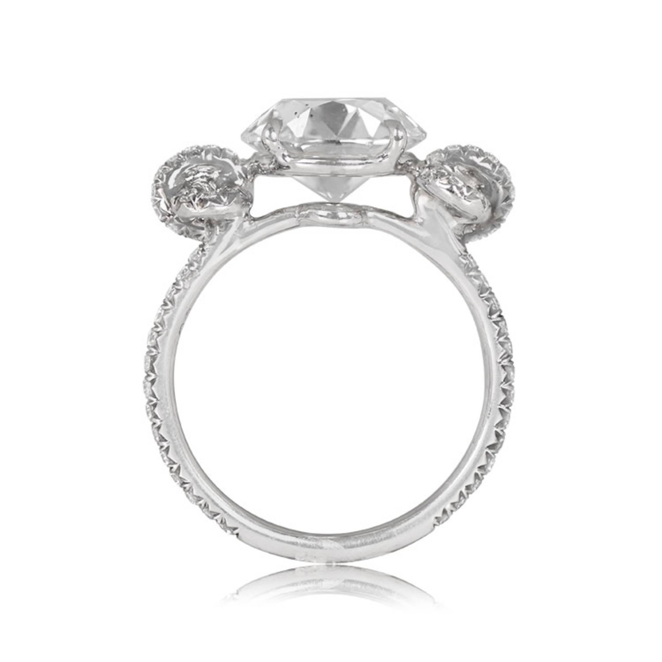 GIA 3.43ct Old European Cut Diamond Engagement Ring, I Color, Platinum In Excellent Condition For Sale In New York, NY