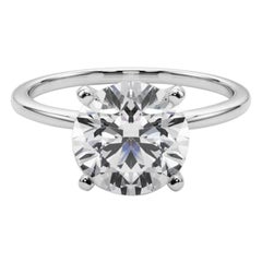 GIA 3,43ct Runde Slim Band Prong Set Solitär 18K Weißgold Diamantring