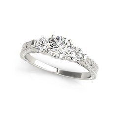 GIA 3(43ct Round Infinity Vintage Three-Stone Diamond Ring 18K White Gold (bague à trois pierres en or blanc)