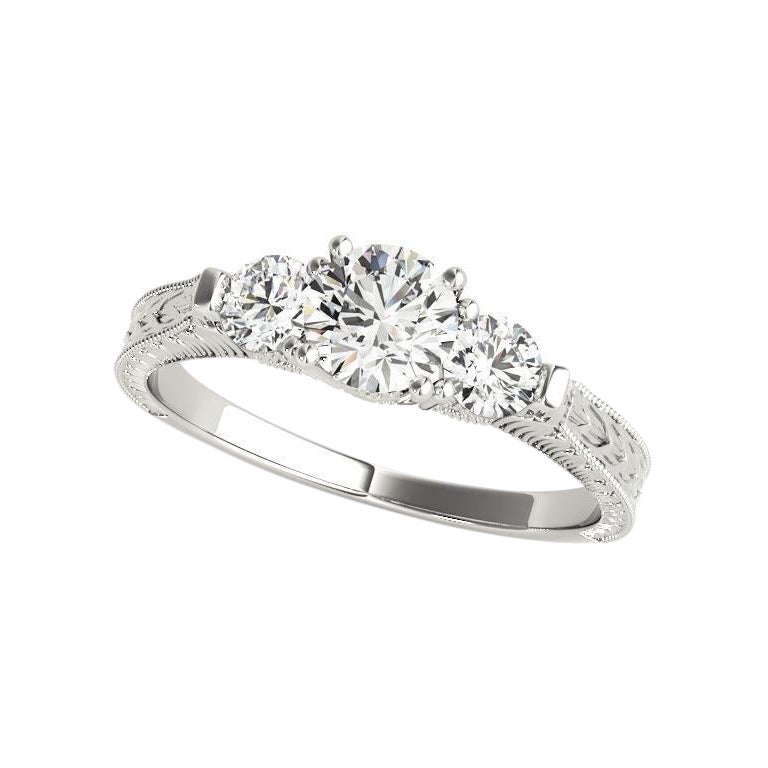 GIA 3,43ct Anello di diamanti vintage Infinity a tre pietre in oro bianco 18K