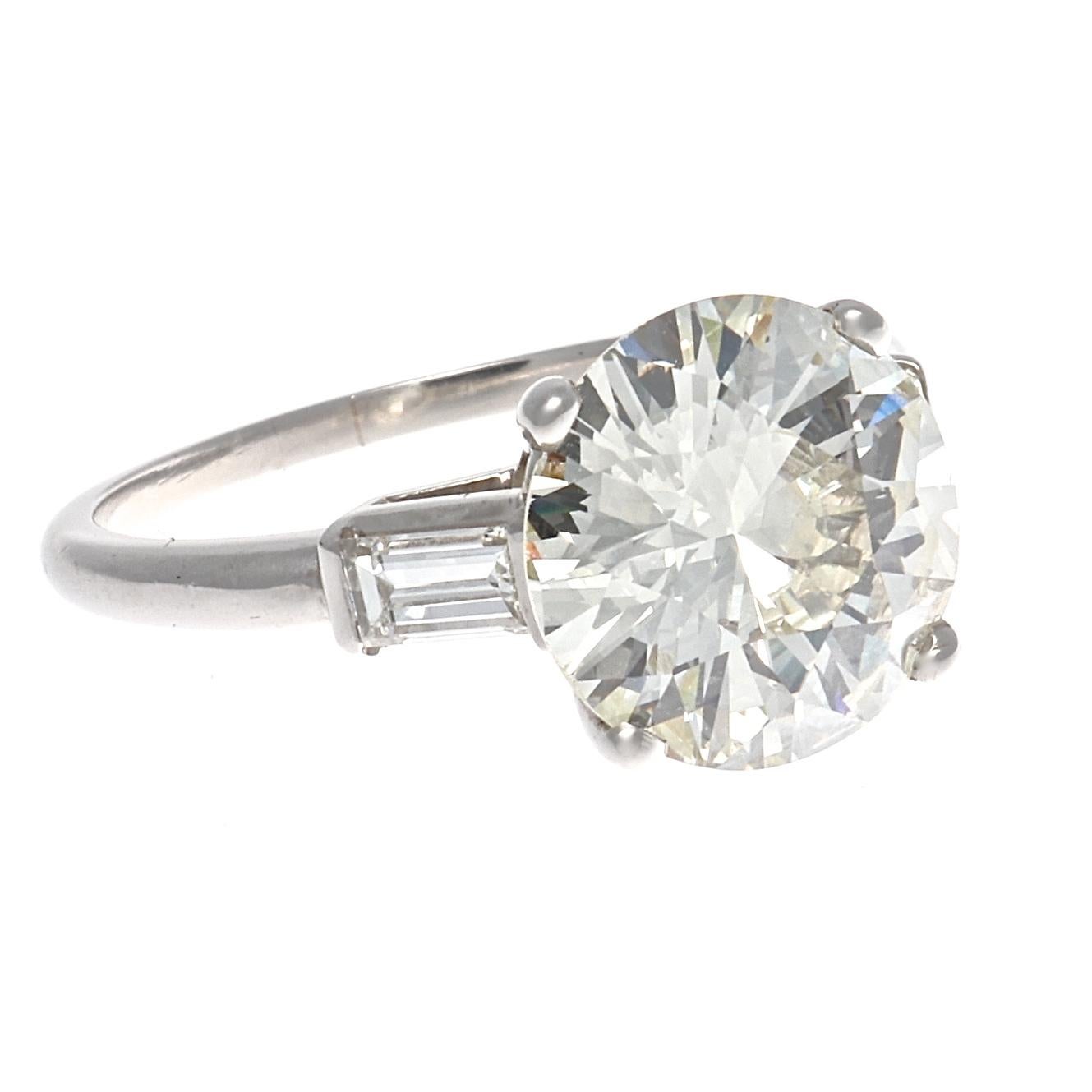 GIA 3.44 Carat Diamond Platinum Engagement Ring In Excellent Condition In Beverly Hills, CA