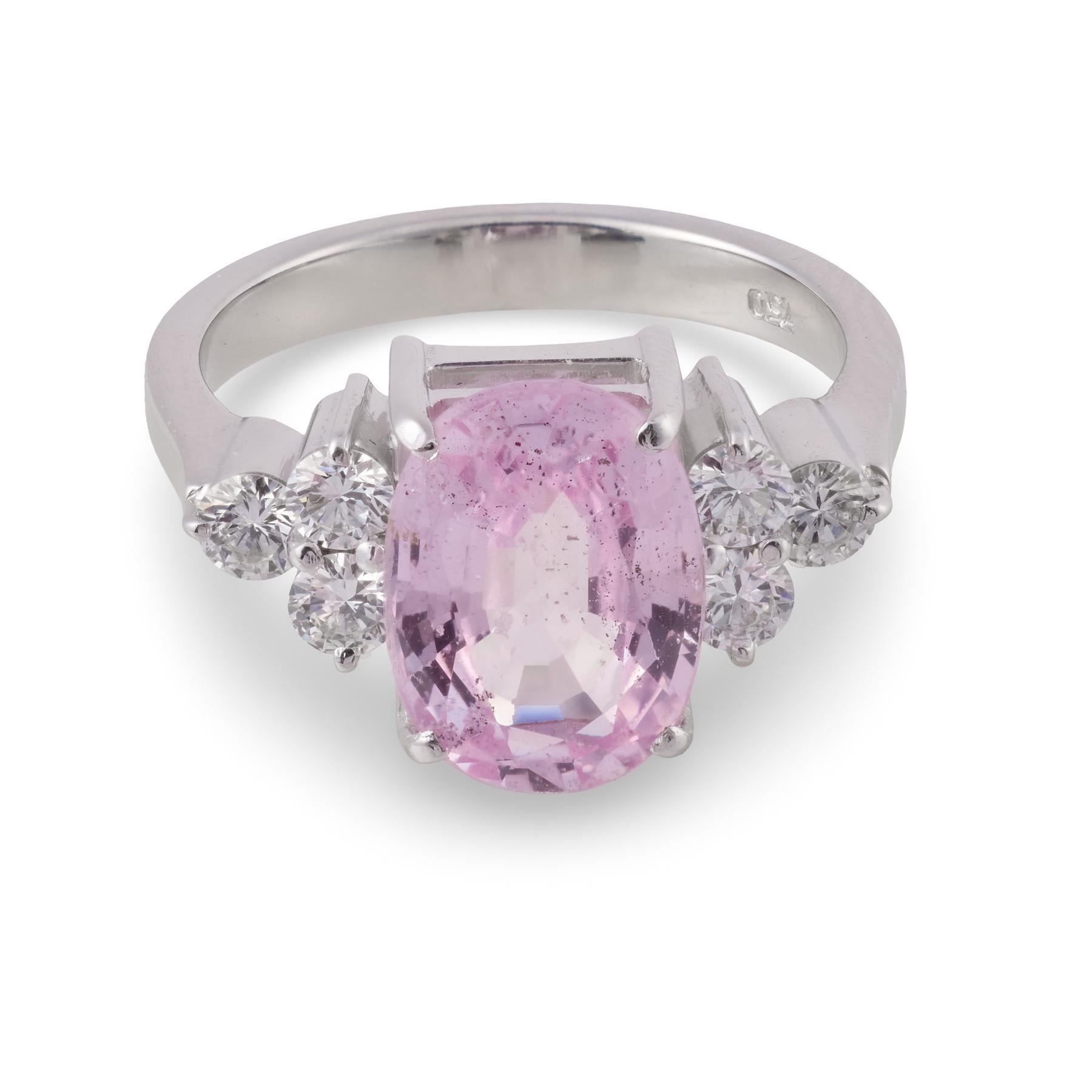 GIA 3,44 Karat rosa Saphir Platin Verlobungsring ohne Hitze (Zeitgenössisch) im Angebot