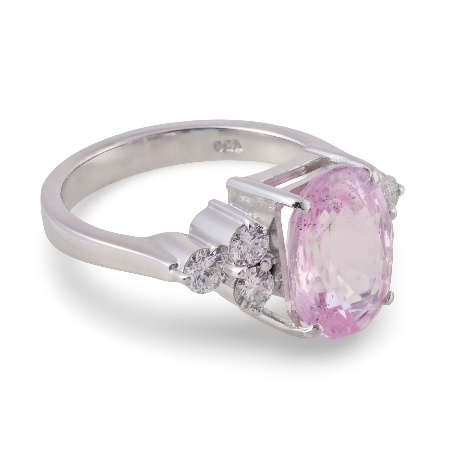 GIA 3,44 Karat rosa Saphir Platin Verlobungsring ohne Hitze Damen im Angebot