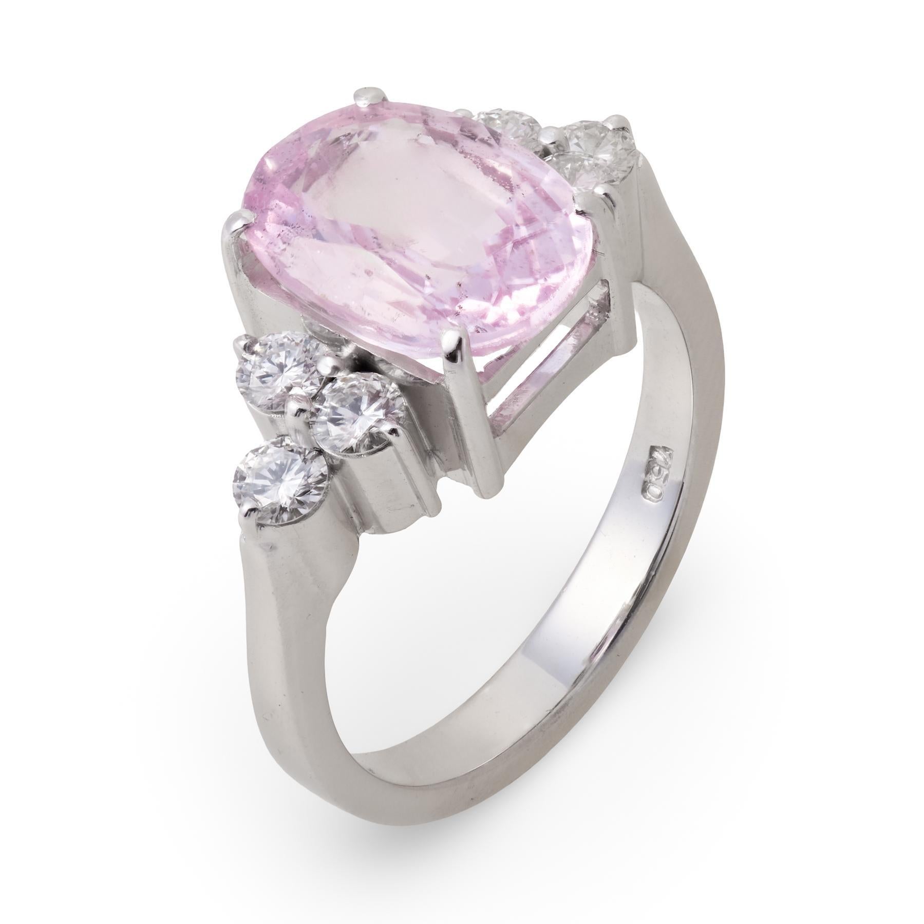 GIA 3,44 Karat rosa Saphir Platin Verlobungsring ohne Hitze