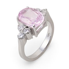 GIA 3,44 Karat rosa Saphir Platin Verlobungsring ohne Hitze