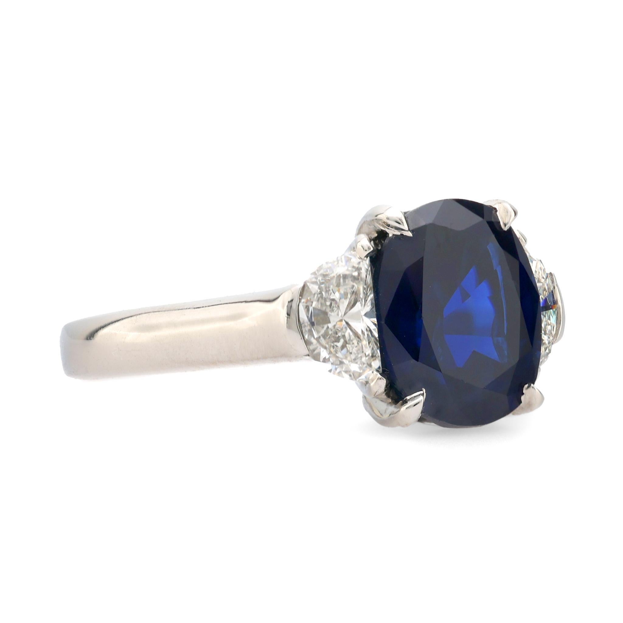 Moderne GIA 3(three stone ring 3(46 carat no heat saphir diamant platine