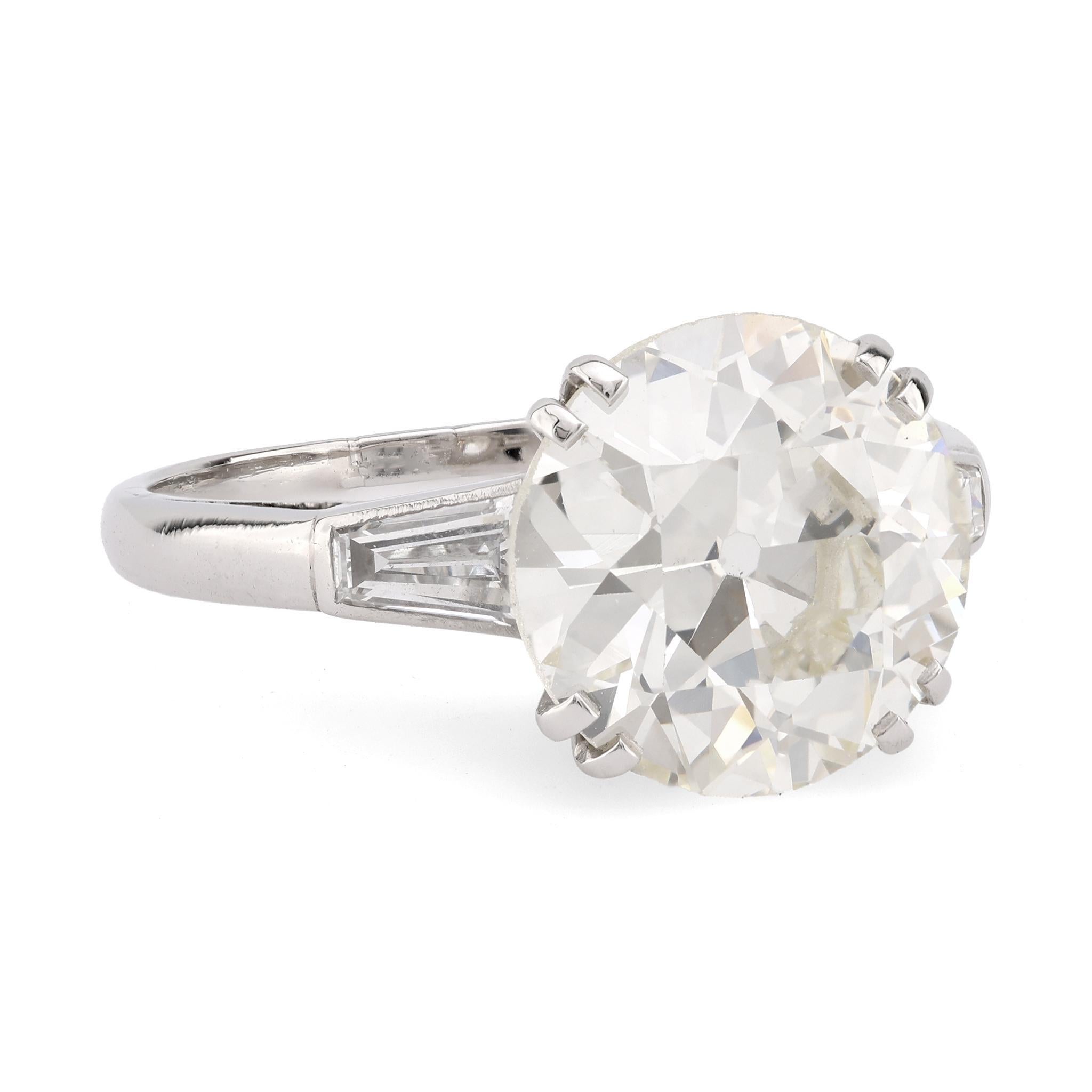 Modern GIA 3.46 Carat Old European Cut Diamond Platinum Engagement Ring