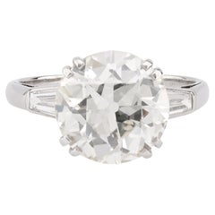 GIA Anello di fidanzamento in platino con diamante vecchio taglio europeo da 3,46 carati