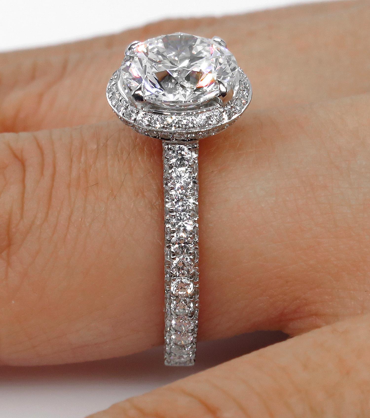 GIA 3.46 Carat Estate Round Brilliant Cut Diamond Solitaire Platinum Ring 2