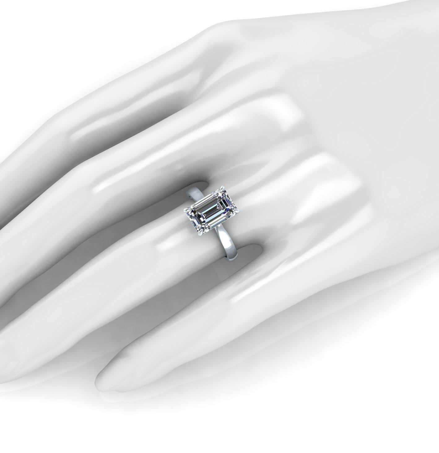 Women's GIA 3.50 Carat Emerald Diamond Engagement ring in Platinum 950 For Sale