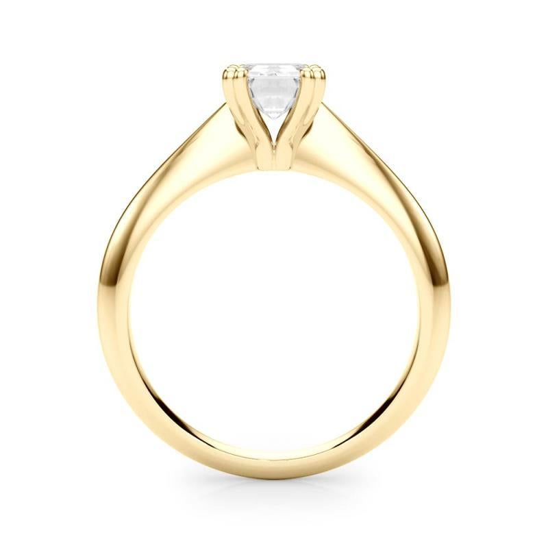 GIA 3,50 Karat Smaragd Solitär Tulip Kathedrale 18K Gelbgold Diamant Ring Damen im Angebot