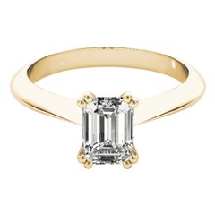 GIA 3.50 Carat Emerald Solitaire Tulip Cathedral 18K Yellow Gold Diamond Ring