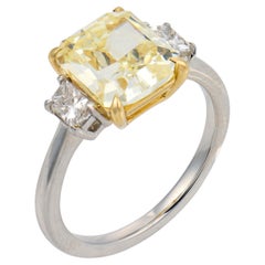 GIA 3.50 carat fancy yellow VVS1 diamond platinum engagement ring