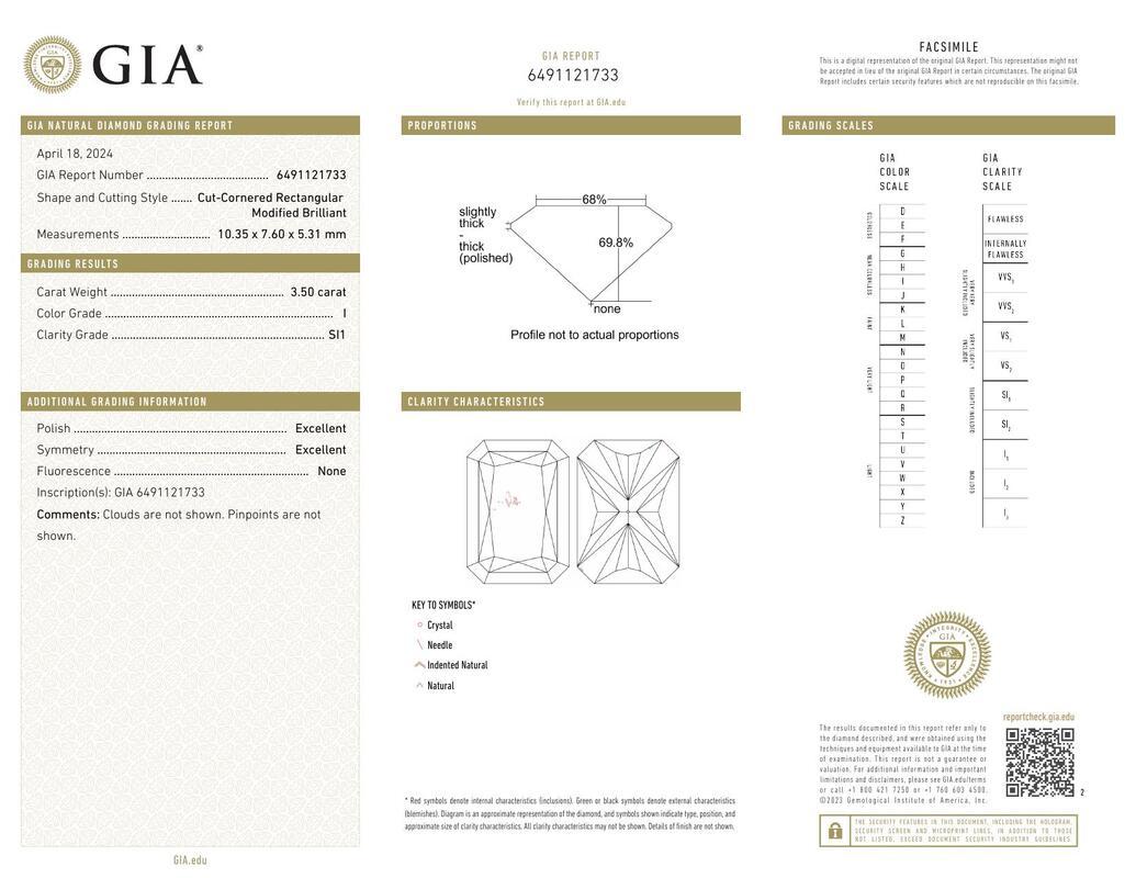Contemporain GIA 3.50 Carat Radiant Cluster Trellis Solitaire  Bague en diamant en vente