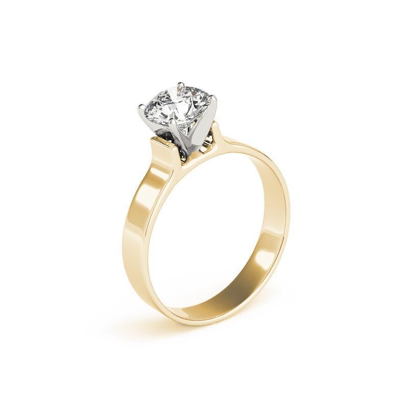 Women's GIA 3.50 Carat Round Modern Cathedral Solitaire 18K Yellow Gold Diamond Ring For Sale