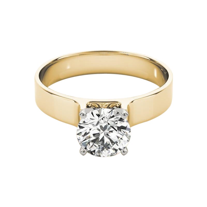 GIA 3.50 Karat Runder Moderner Dom Solitär 18K Gelbgold Diamantring