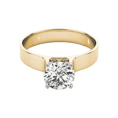 GIA 3.50 Karat Runder Moderner Dom Solitär 18K Gelbgold Diamantring