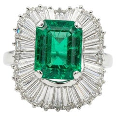 GIA 3.50Ct Colombian Emerald 4.00Ct Diamond Platinum Ring