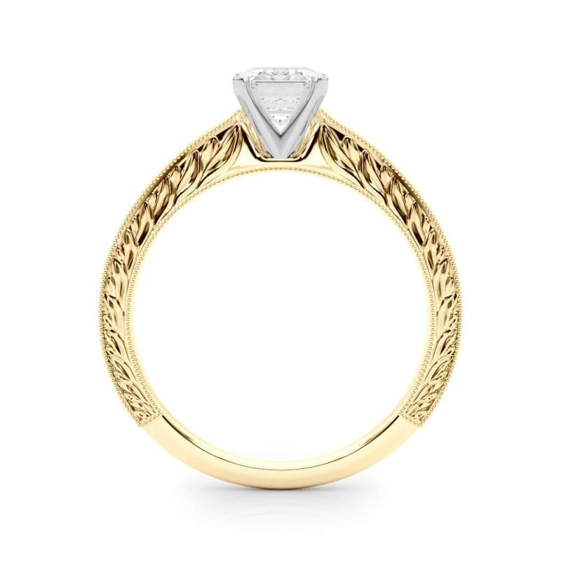 GIA 3,50ct Smeraldo classico solitario antico inciso in oro giallo Anello di diamanti In condizioni Nuovo in vendita a New York, NY