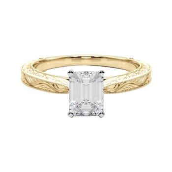 3.5-Carat Emerald Solitaire Ring with Engraved Gold Band, 2025