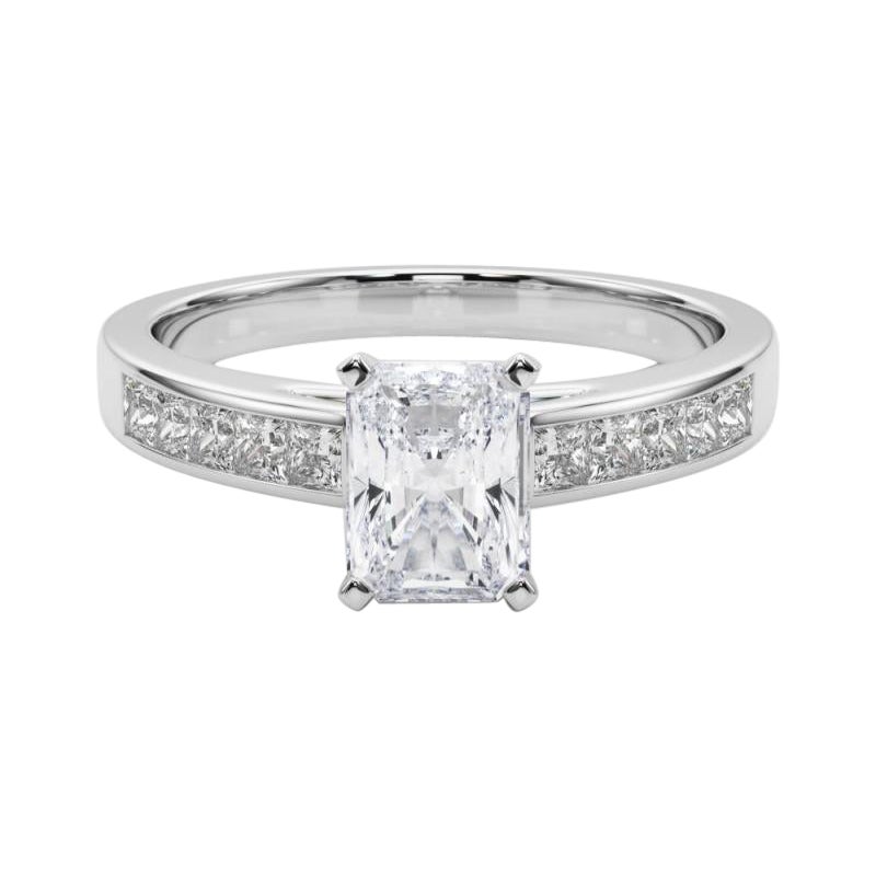 GIA 3.50ct Radiant Princess Channel Solitaire Center Diamond Ring