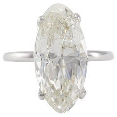 GIA 3.51 Carat Moval Cut Diamond Platinum Solitaire Ring