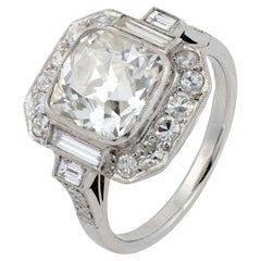 GIA 3.51 carat old mine cut diamond platinum engagement ring