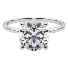 GIA 3,51ct Runde Slim Band Prong Set Solitär 18K Weißgold Diamantring