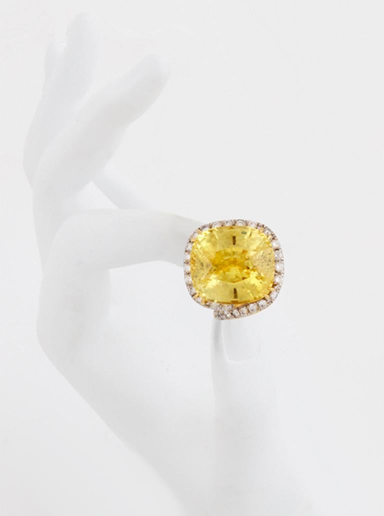 Women's GIA 35.24 Carat Sapphire Diamond 18 Karat Guggenheim Ring by John Landrum Bryant For Sale