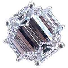 GIA 3.53 carat H-VS1 Emerald Cut Diamond Three Stone Ring in Platinum