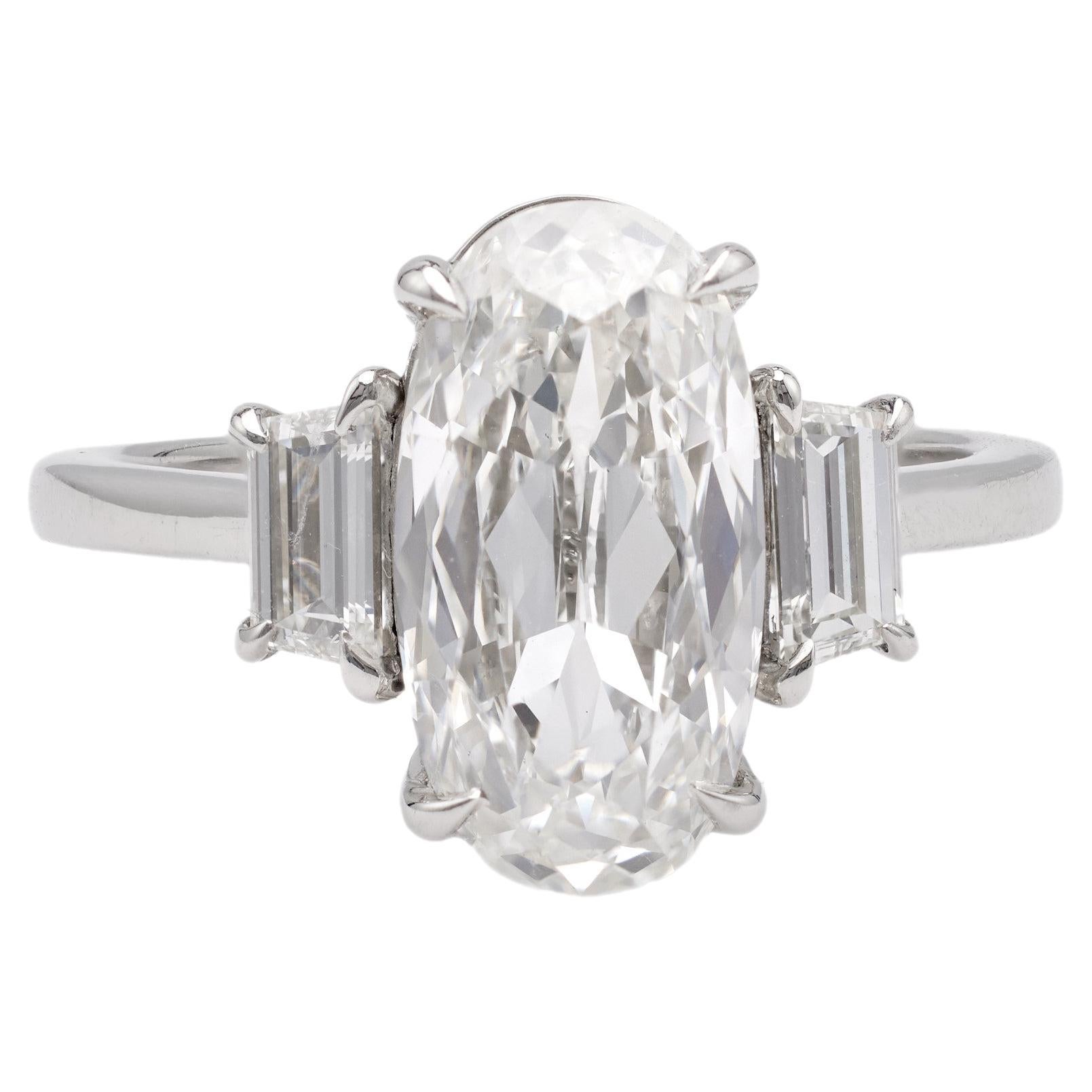 GIA 3.54 Carat Oval Cut Diamond Platinum Ring For Sale
