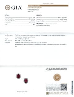 GIA 3.55 cts Natural Burma Rubies & 0.85 cts Diamonds 14K WG Earrings