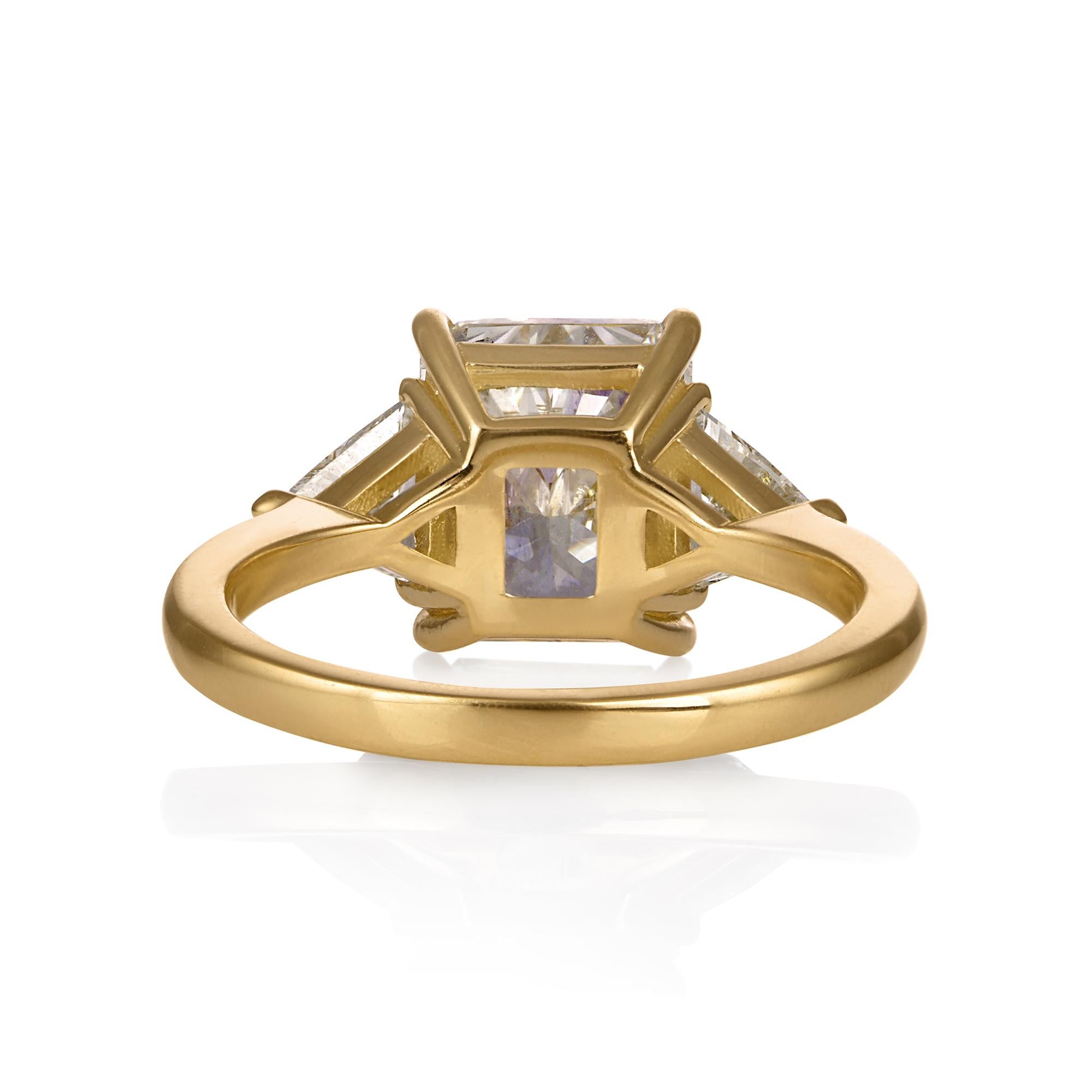 GIA 3,57 Karat Nachlass Vintage Strahlender Diamant Verlobungs-Ehering 18k Gelbgold Rin 3