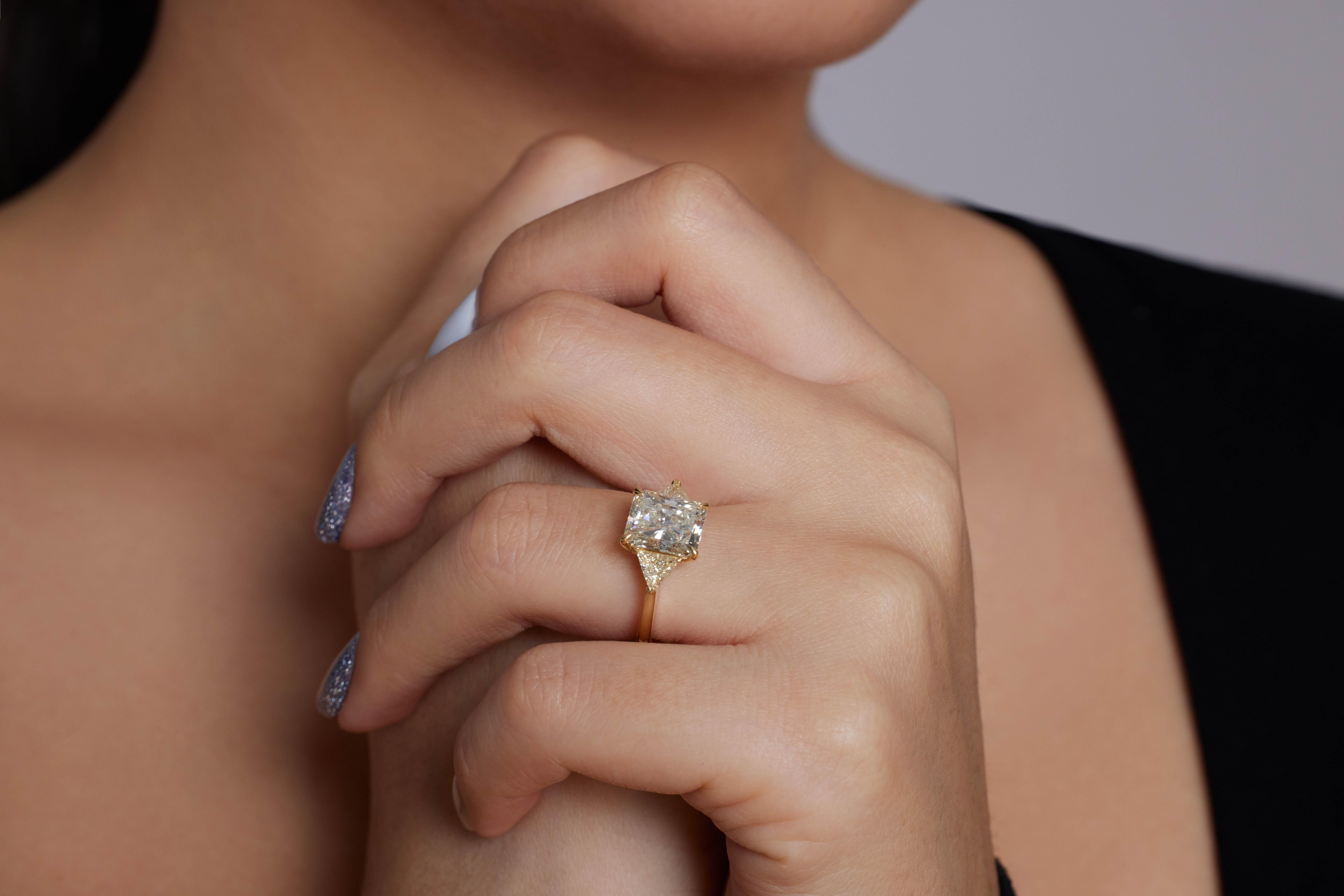 GIA 3,57 Karat Nachlass Vintage Strahlender Diamant Verlobungs-Ehering 18k Gelbgold Rin 1