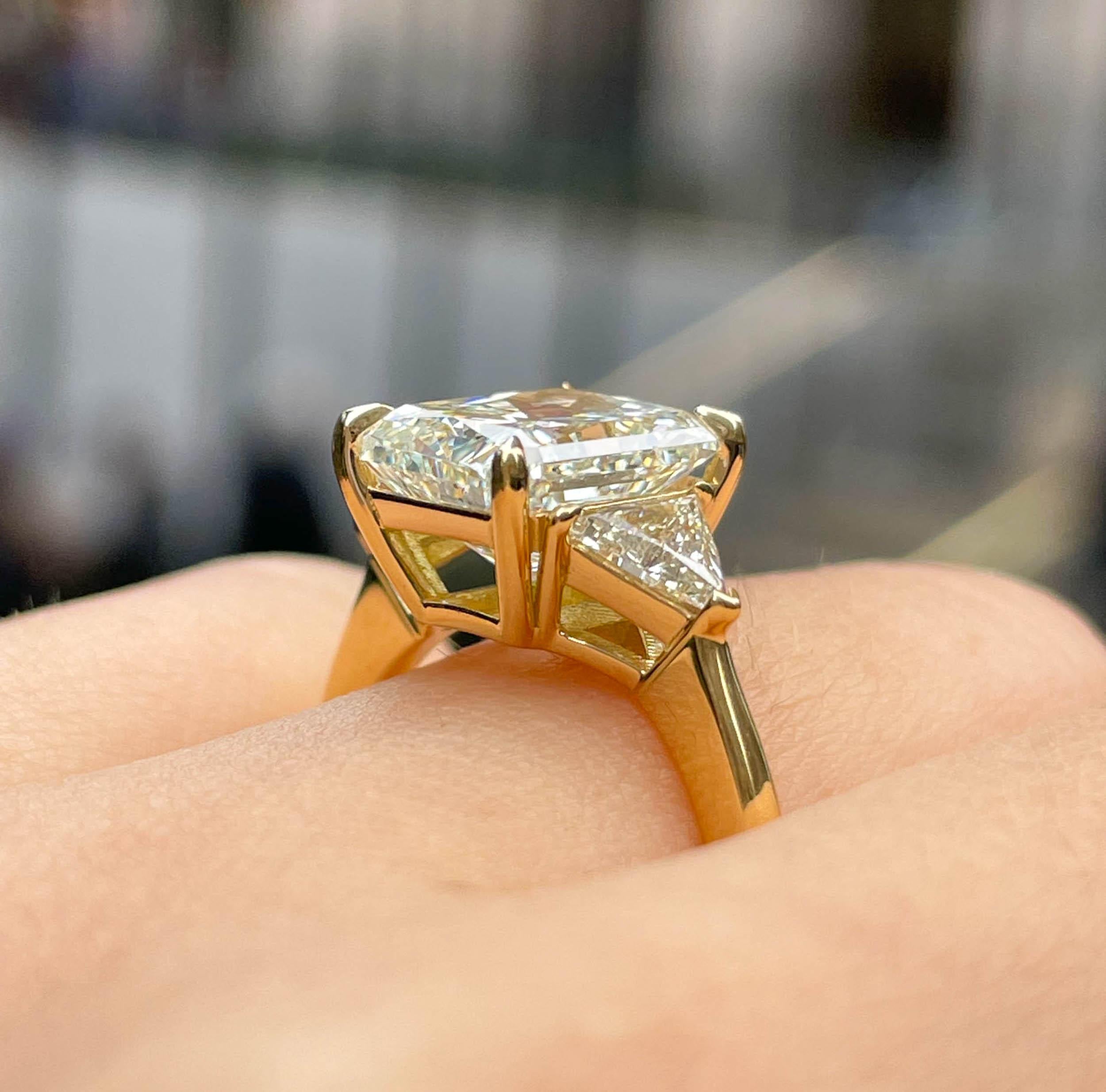 GIA 3,57 Karat Nachlass Vintage Strahlender Diamant Verlobungs-Ehering 18k Gelbgold Rin 5